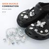 Set da 12 Pezzi Charms per Scarpe a Catena Argentati Incastonati di Diamanti Per Decorazioni Fai-da-te con Pattern Calamaro Farfalla Conchiglia Fibbia per Scarpe