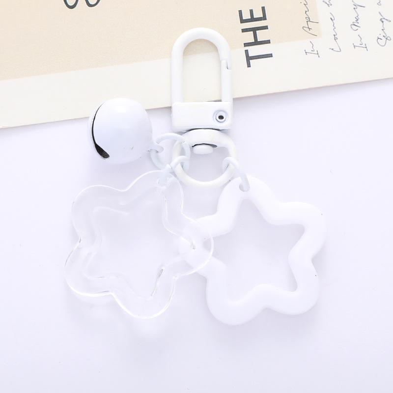 Colorful Acrylic Star Keychain with Bell Pendant for Earphone Case or Bag Decoration