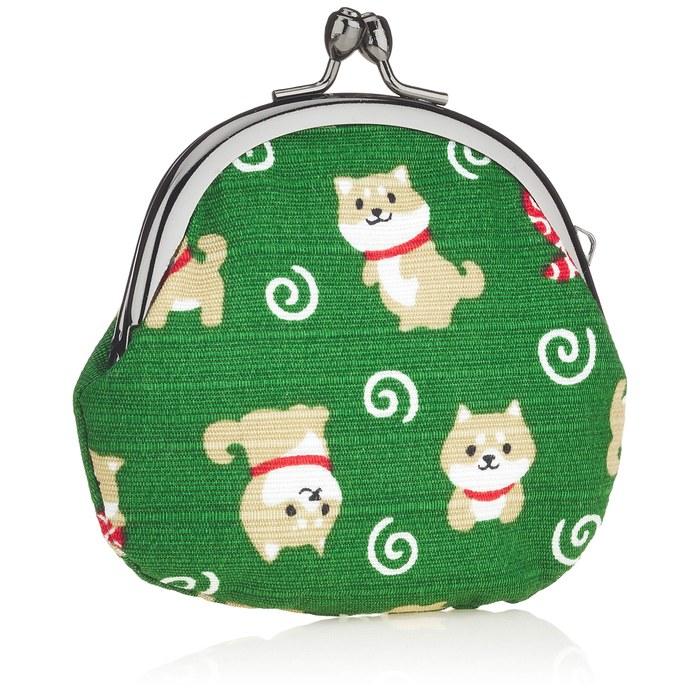 Maeda Senkō Wabunichi Bean Shiba Shopping 2.5 Round Coin Purse Green 117808 9.5cm