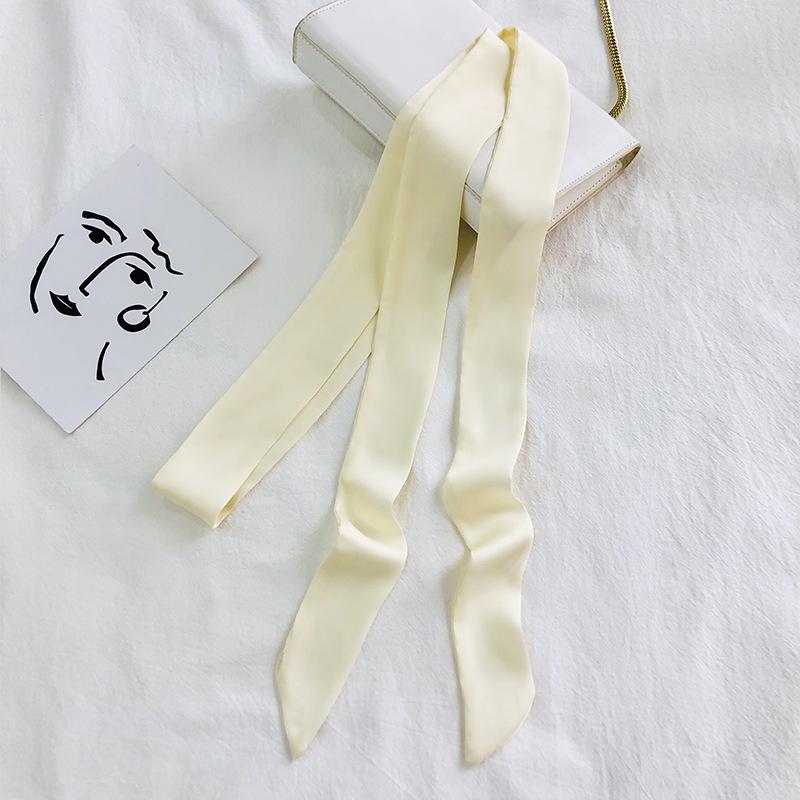 Women's Solid Silk Ribbon Scarf: Thin, Long, Narrow Neck Tie & Shirt Accessory
