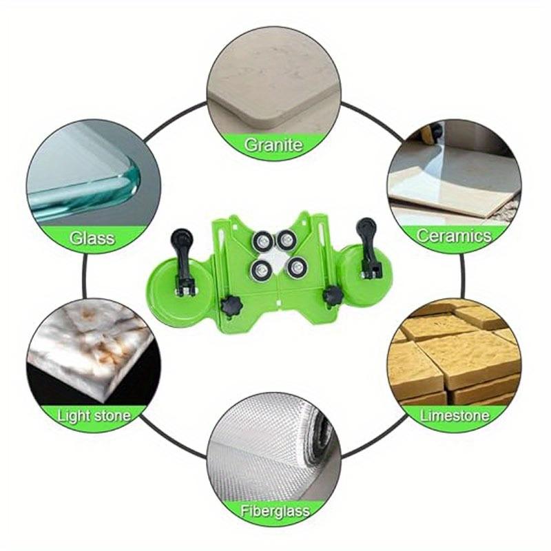 Verstellbarer Fliesenlochschneider Zentrieranschlag Halter Vorrichtung für Keramik, Fliese, Glas(Doppelter Griff) Fliesenlochbohrer