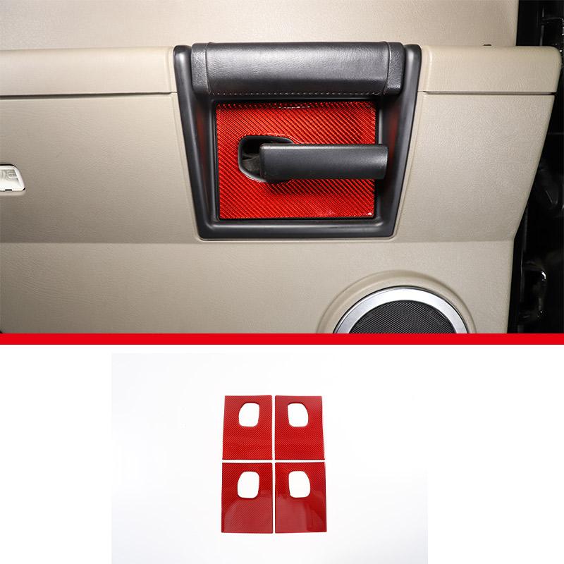 Red Soft Carbon Fiber Door Handle Steering Wheel Gear Shift Trim Cover Stickers Fit For Hummer H2 2003-2007 Interior Accessories
