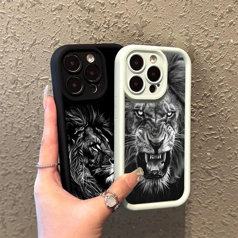 Cool Lion Pattern Silicone Phone Case For iPhone 17 16 15 14 13 12 11 Pro Max 17 Air 16E XS X XR 7 8 Plus Shockproof Soft Cover