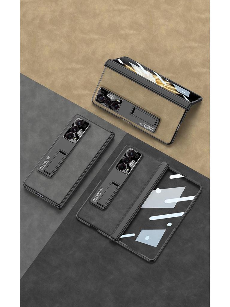 Honor MagicV2 Folding Screen Magnetic Hinge Leather Phone Case - Anti-Fall Full Shell Protection, Fashionable Design