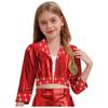 Kinder Bühnenauftritt Jacke Mädchen Jazz Dance Oberbekleidung Glänzende Strasssteine mit Reverskragen