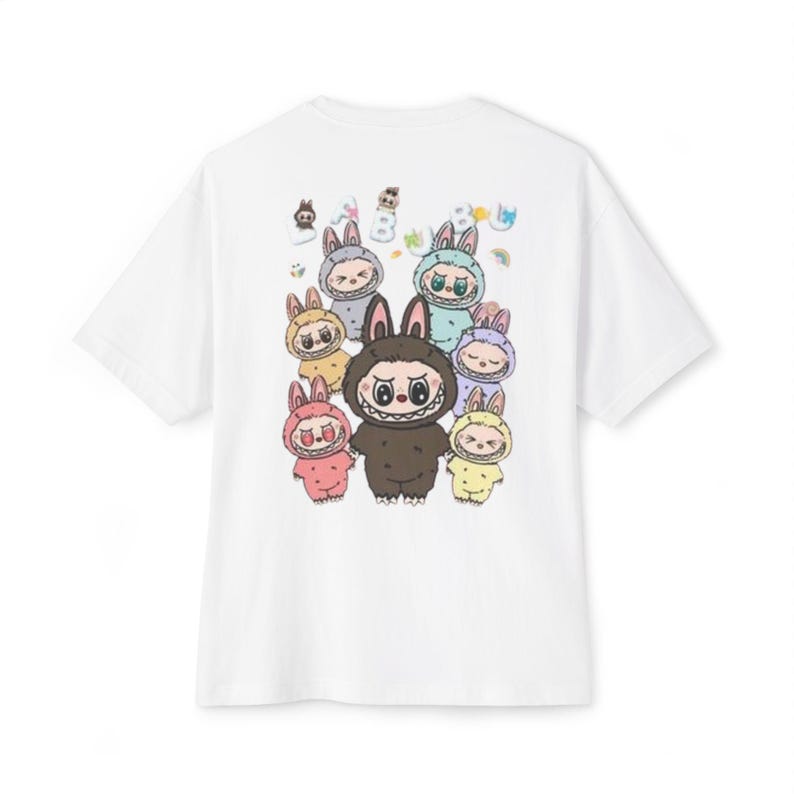 Cute Labubu Unisex Tee Women Funny Cartoon T Shirt Y2K 90S Harajuku Graphic Ulzzang T-Shirt 90S Print Tshirt Aesthetic Top Tee Unisex