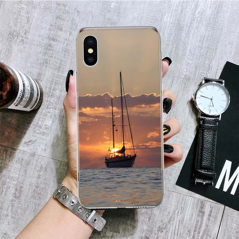 Sailing Boat Phone Case For iPhone 17 Air 16 15 Plus 11 14 Pro Max 13 Mini 12 7 8 + SE Pattern Art Customized Cover 17 Air 16 15