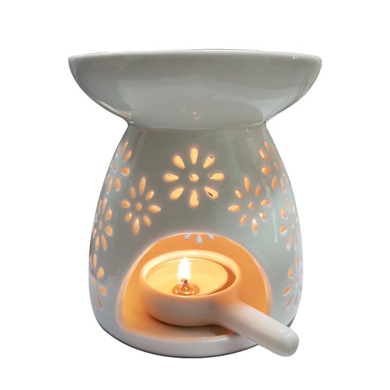 Ceramic Incense Burner and Candle Holder with Handle Tray