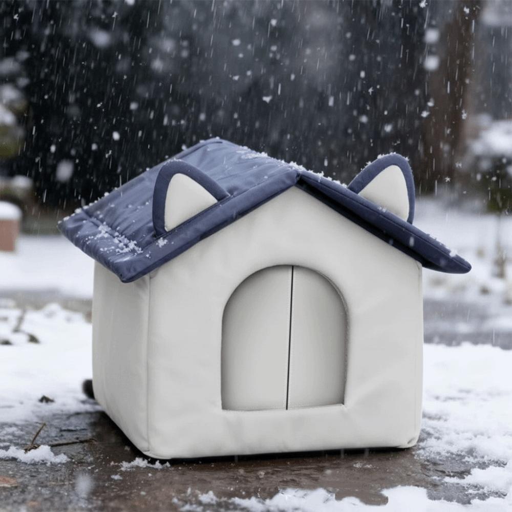 Durable Warm Outdoor Cat House Windproof Waterproof Stray Cat Shelter Moisture-Proof Base Enclosed Design Winter Cat Nest Winter