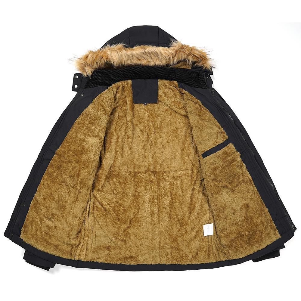 Men's Plus Size Hooded Winter Cotton Jacket with Fur Collar
