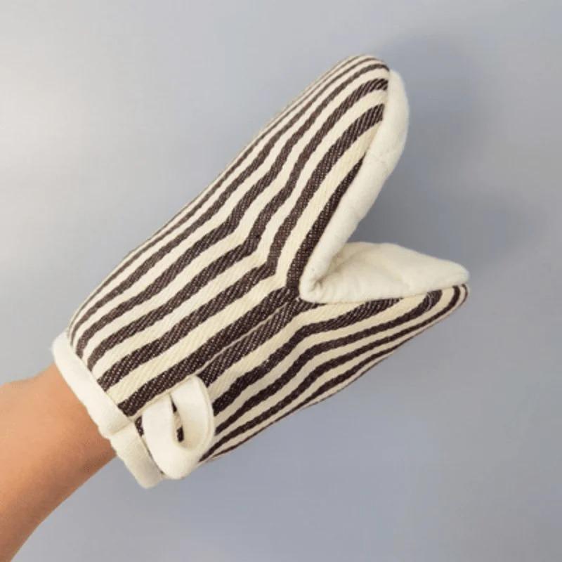 Hitzebeständige Ofenhandschuhe Streifenmuster Mini-Backhandschuhe mit Aufhängeschlaufen zum Kochen Grillen Küchen Sicherheit