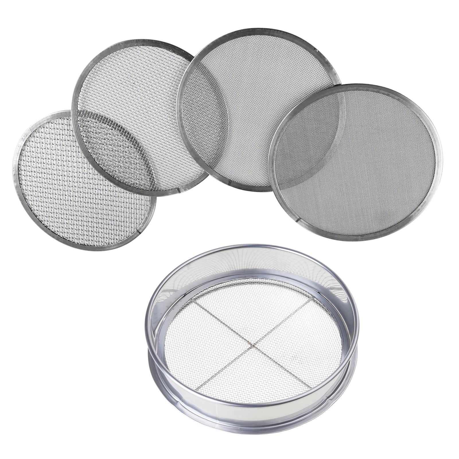 

Набор сит для почвы из нержавеющей стали для садоводства диаметром 8 дюймов с 4 сменными размерами ячеек 0,7/1/3/5 мм