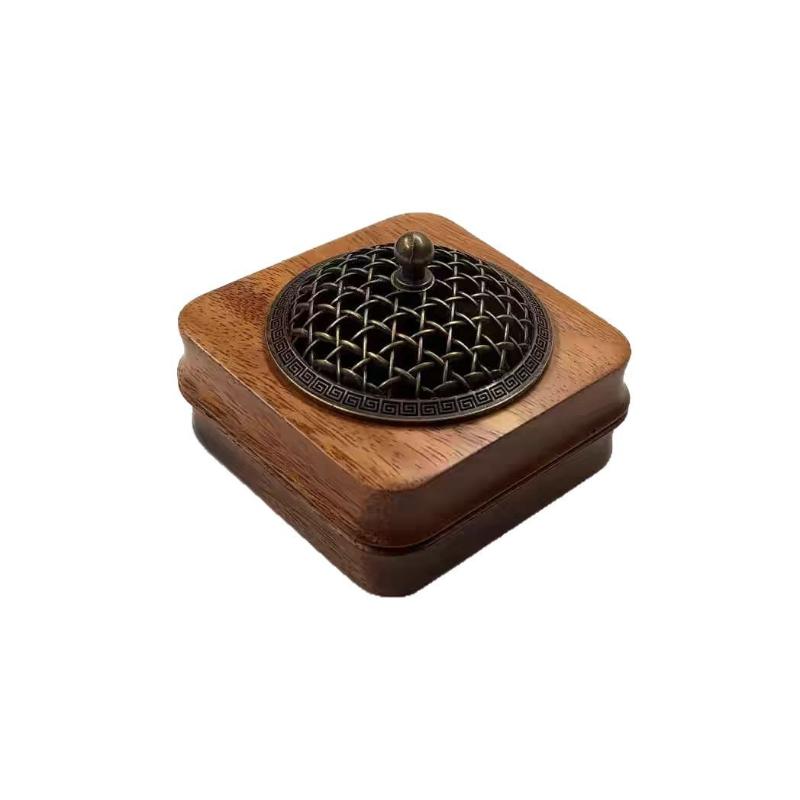 South American Walnut Incense Burner, Vintage Solid Wood Sandalwood Incense Burner, Agarwood Plate Incense Burner