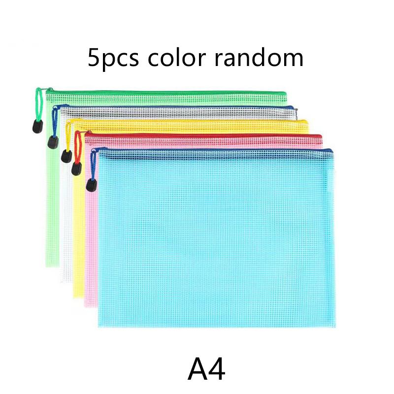 5~20PCS A4/A5 Mesh Zipper Pouch Document Bag Pen Bag Storage Bags Waterproof Zip File Folders School Office Supplies TMZ