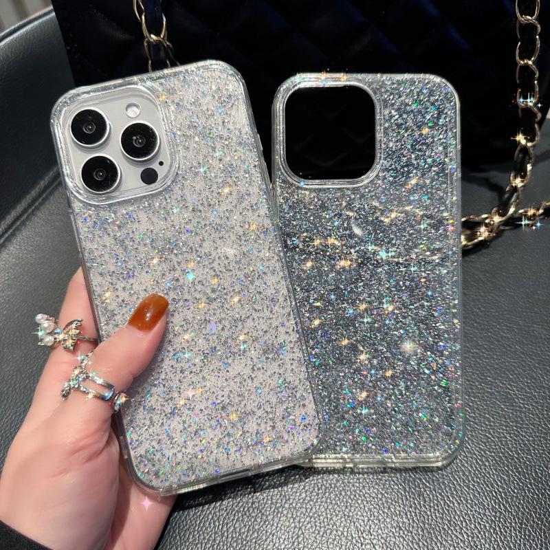 Large Glitter Flakes Phone Case for iPhone 15/14/11 and Apple 17 Pro Max