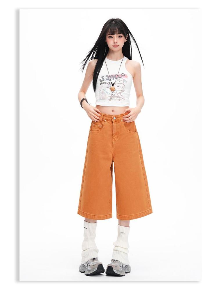 American Orange Cropped High-Waisted Wide-Leg Jeans for Women - Spring/Summer 2026 Collection