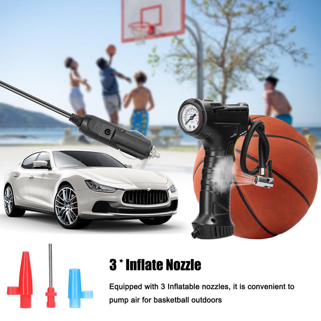 120W Car Air Pump Handheld Air Compressor Portable Tire Inflator Pressure Gauge with LED Light for Car Motorcycle