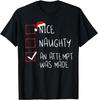 Nice Naughty An Attempt Was Made Christmas List Graphic T-Shirt Short Sleeve Cotton Tee