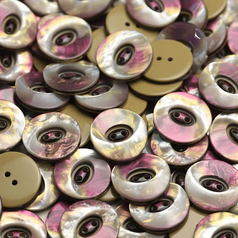 

5 шт. Пуговица с двумя отверстиями, имитация ракушки, смола, двусторонняя, для нейлонового пальто, декоративная пуговица, для осенне-зимнего свитера, куртки, одежды 1 #[28mm LY3980 Two Eyes Half Moon Color]