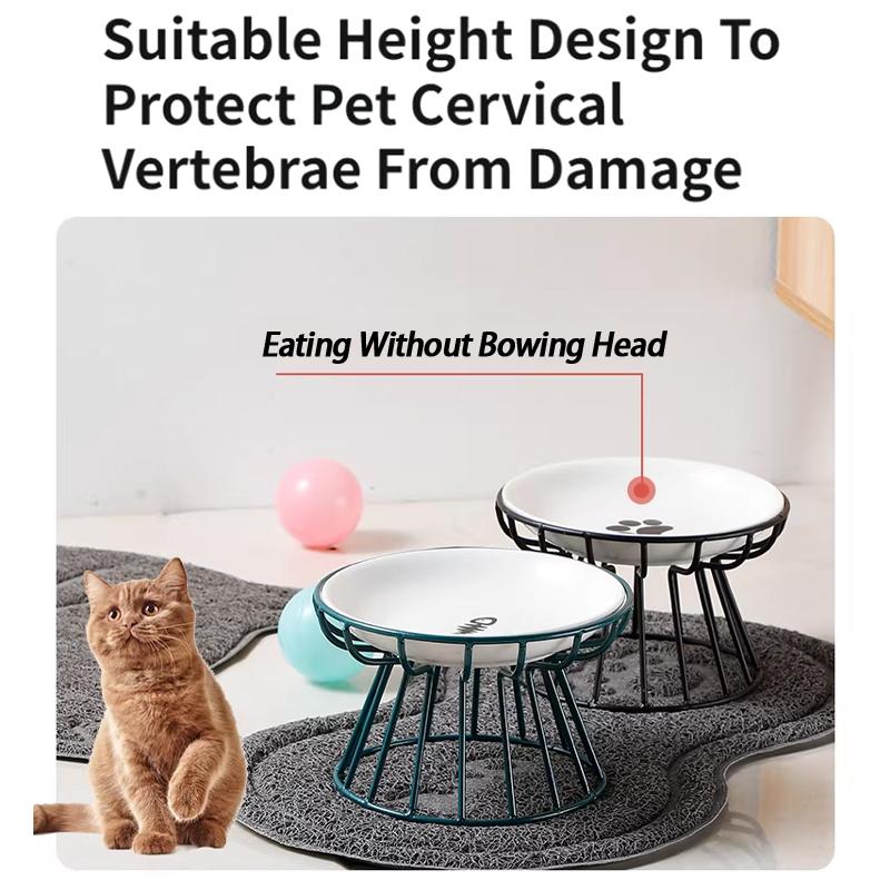 Nordic Style High Foot Pet Bowl Cartoon Neck Protection Anti Overturning Cat Dog Bowl Food Bowl