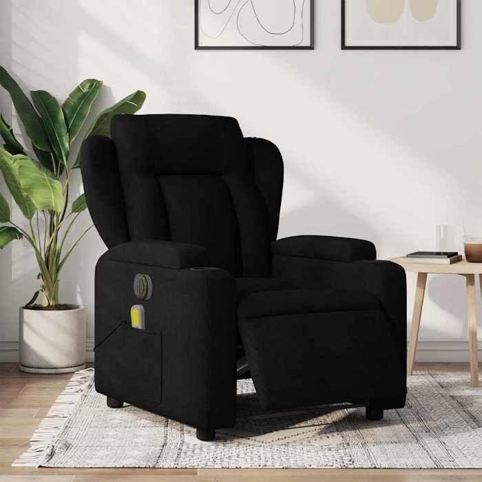 VidaXL Electric Reclining Massage Armchair Black Fabric 3204472