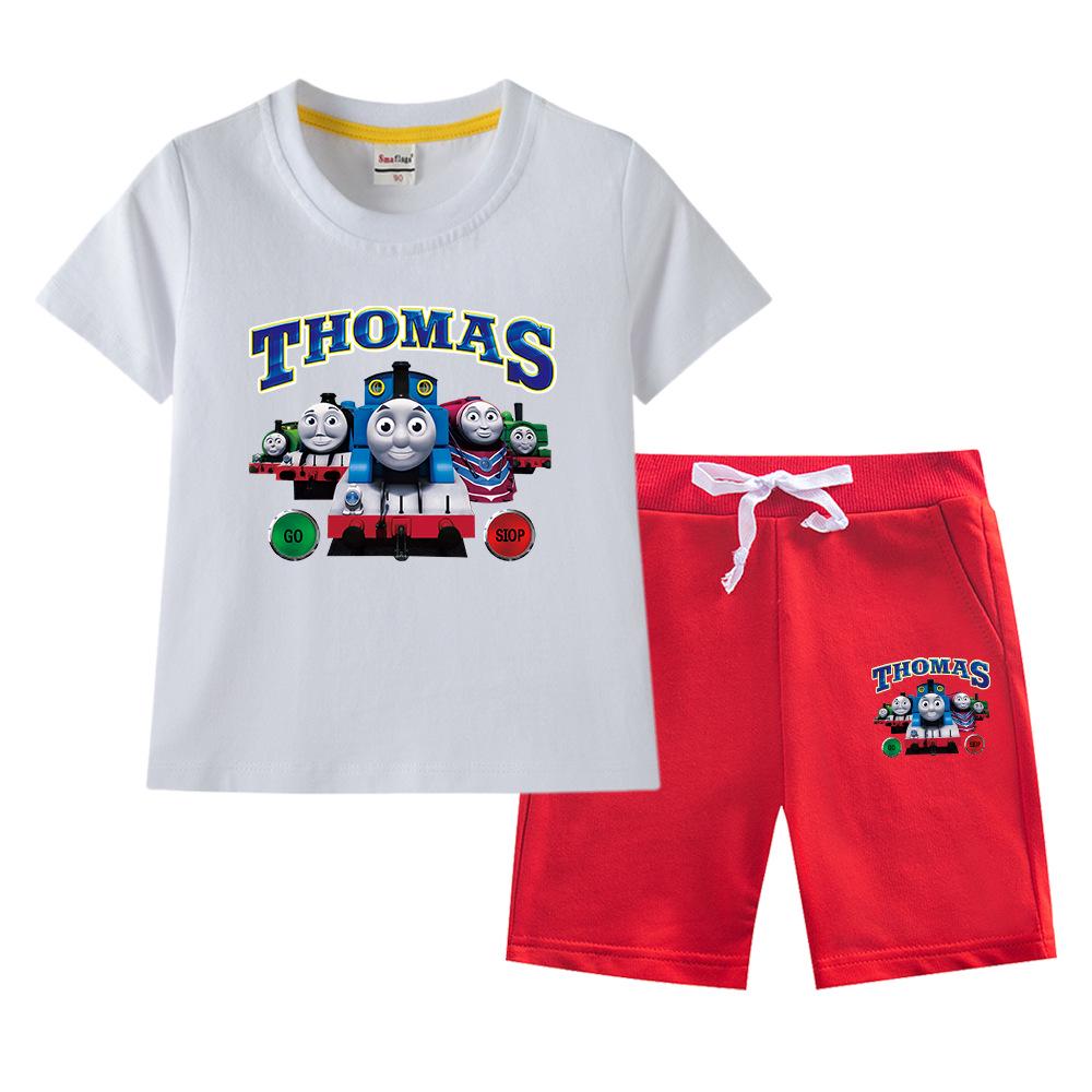 Thomas Kids Boys' 2023 Cotton Summer Set: Short Sleeve T-shirt & Capris 2-Piece