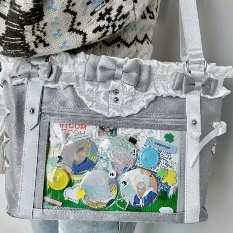 New Fashion Design for Girls Y2K Ulzzang Ita Bag Sweet Preppy Style Shoulder Bag for Women Large Capacity Ribbon Bow Tote Bag