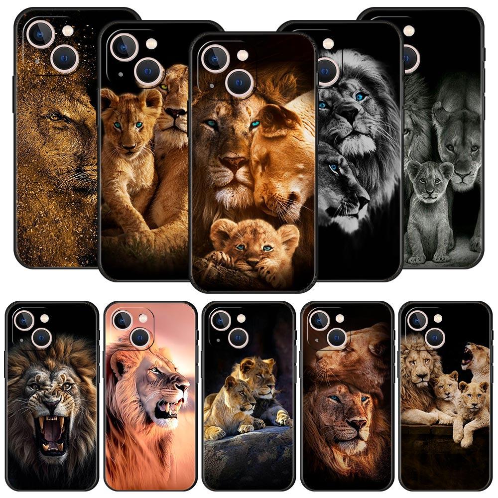 Lion Alpha Male Cub Phone Case For iPhone 17 16 15 Pro Max 11 12 13 14 7 8 Plus SE 2020 X XR XS Cover Soft Black