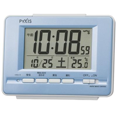 Clock Seiko Clock Alarm Clock Radio Digital Calendar Temperature Display PYXIS Light Blue Pearl NR535L SEIKO