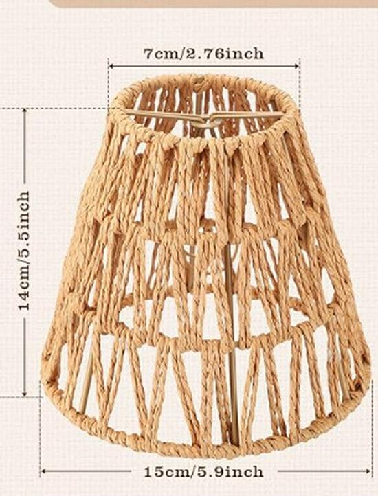 Abajur Boem din Bambus Țesut Manual cu Frânghie de Hârtie