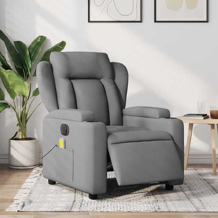 VidaXL Electric Reclining Massage Armchair Light Grey Fabric 3204470