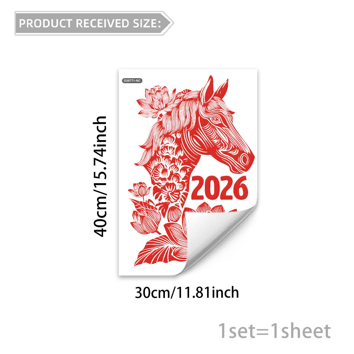 

1 set New Year Horse Year 2026 for Window Stickers,Double-Sided Visible Holiday Decoration Window Stickers Can Be Used for Home