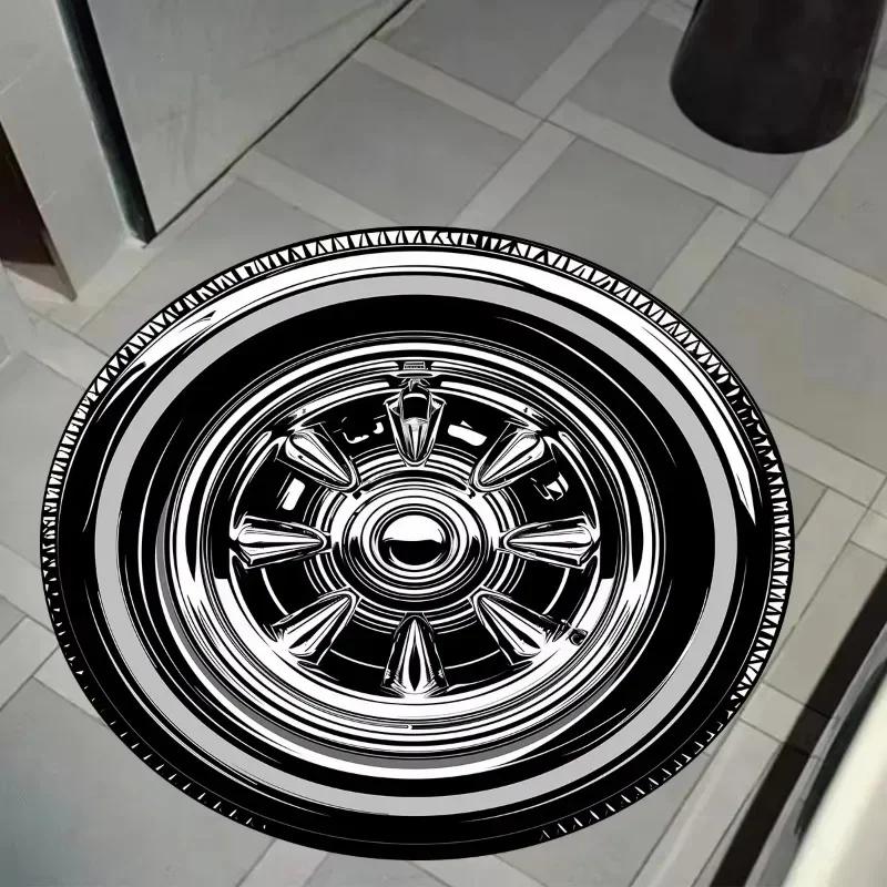  Disney Creative Wheel Car Tire Round Rug Carpet for Bedroom Non-slip Rugs  Area Rug Soft Foot Mats Room Floor Mat Decor