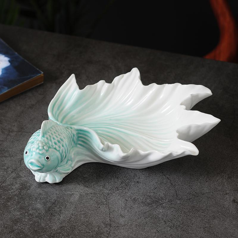Goldfish farfurie ceramică set 2 piese fructe uscate gustare farfurie fructe bol salată farfurii cină farfurie cheie tavă depozitare ornamente