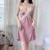 2025 Lace Trim V-Neck Ice Silk Nightgown - Women's Summer Camisole Pajamas