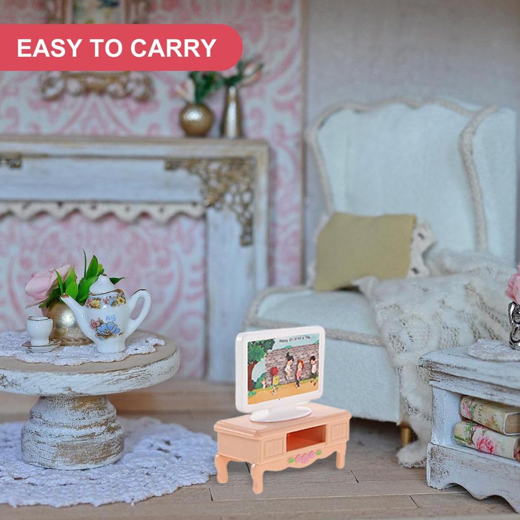 TOBBOMEY Miniaturní nábytek pro domeček pro panenky s realistickou mini postelí a mini doplňky do domu pro hru na malý nábytek, modely pro pohovku, hru, děti,