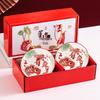 Retro Vintage Ceramic Dinnerware Set: Bowls, Plates, Dishes, Chopsticks In Gift Box - Sophisticated Small Souvenir.