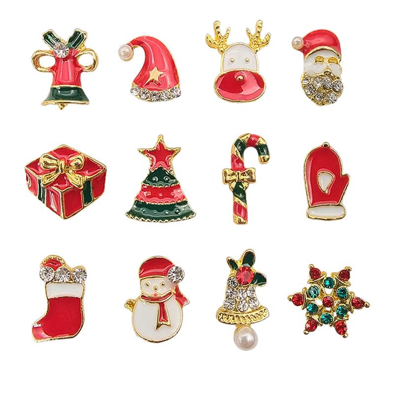Christmas Nail Art Accessories: Festive Drills & Decorations with Trees, Santa, Deer & Snowman Designs