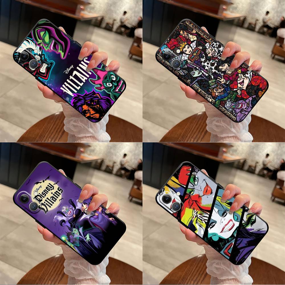 Disney Villains For iPhone 17 Air 16 15 14 13 12 11 Pro Black Soft Cover Phone Case