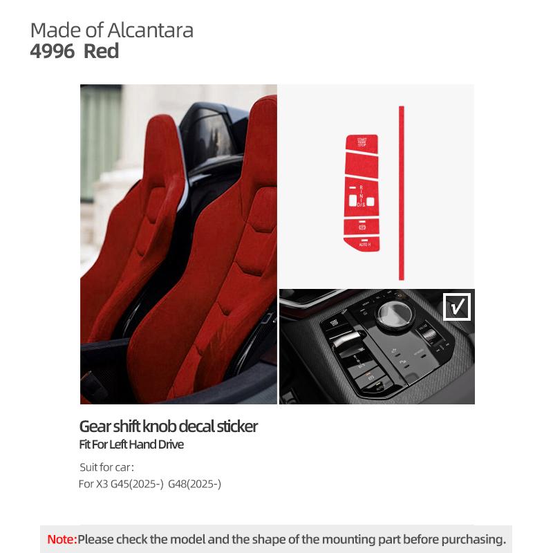 For BMW X3 G45 G48 2025- Made of Alcantara Center Console Gear Shift Button Trim Sticker Tuning Car Interior Decor Accessories