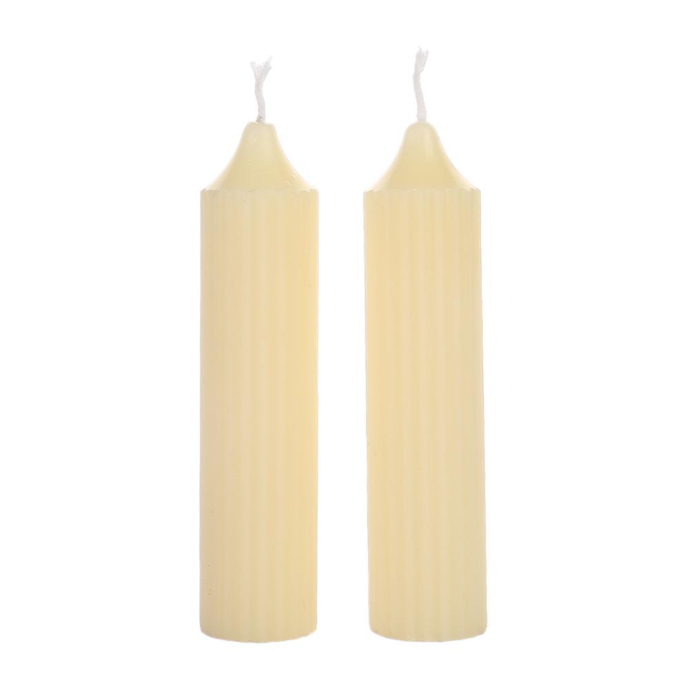 European Style Colorful Striped Cylindrical Candles for Weddings and Home Decor