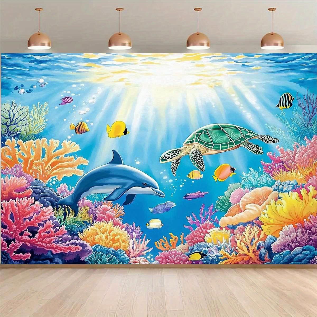 1-Piece Photography Background Banner - Mysterious Underwater World Scenery 2D Flat Background Cloth 180X110