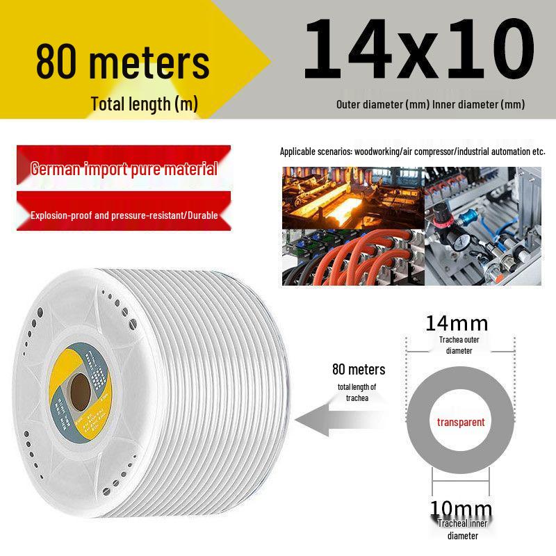 Transparent High-Pressure Explosion-Proof PU Air Hose for Air Compressors (Sizes: 6/8/10/12/14/16mm)