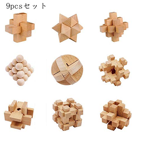 OBEST Kongming Puzzle, Wooden Puzzle, Time Killer, 3D Puzzle, Stress Relief Toy Set, Includes Walkthrough, Suitable for Ages 6+