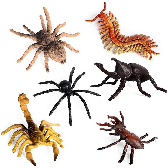 RCOMG 12 PCS Small Realistic Insects Figures Toys, Plastic Wildlife Animal Fake Bug Toys Halloween Party Favor School Project Bug Figurines Set for