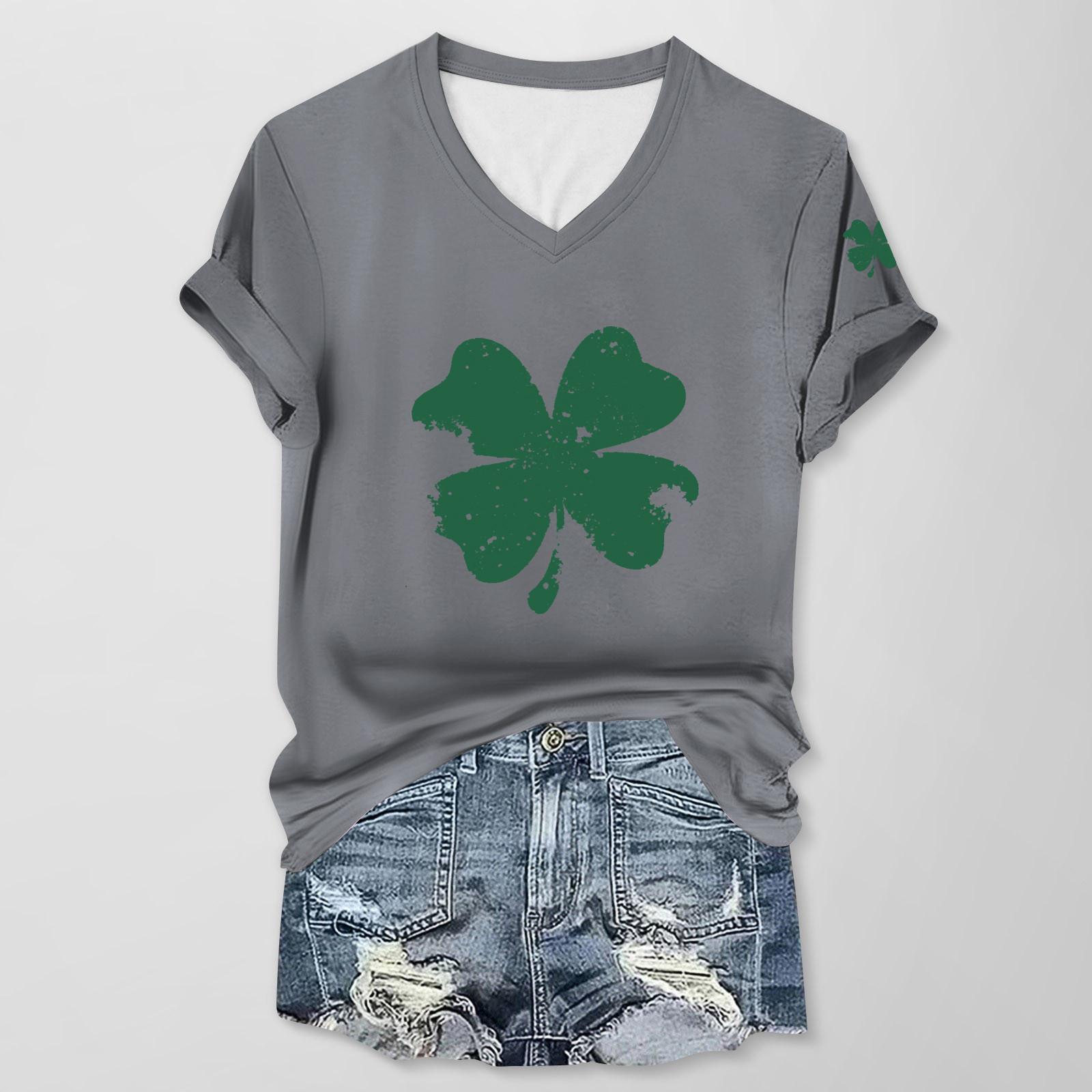 

Женская повседневная одежда St. Футболка с короткими рукавами и V-образным вырезом с принтом Патрика XXL