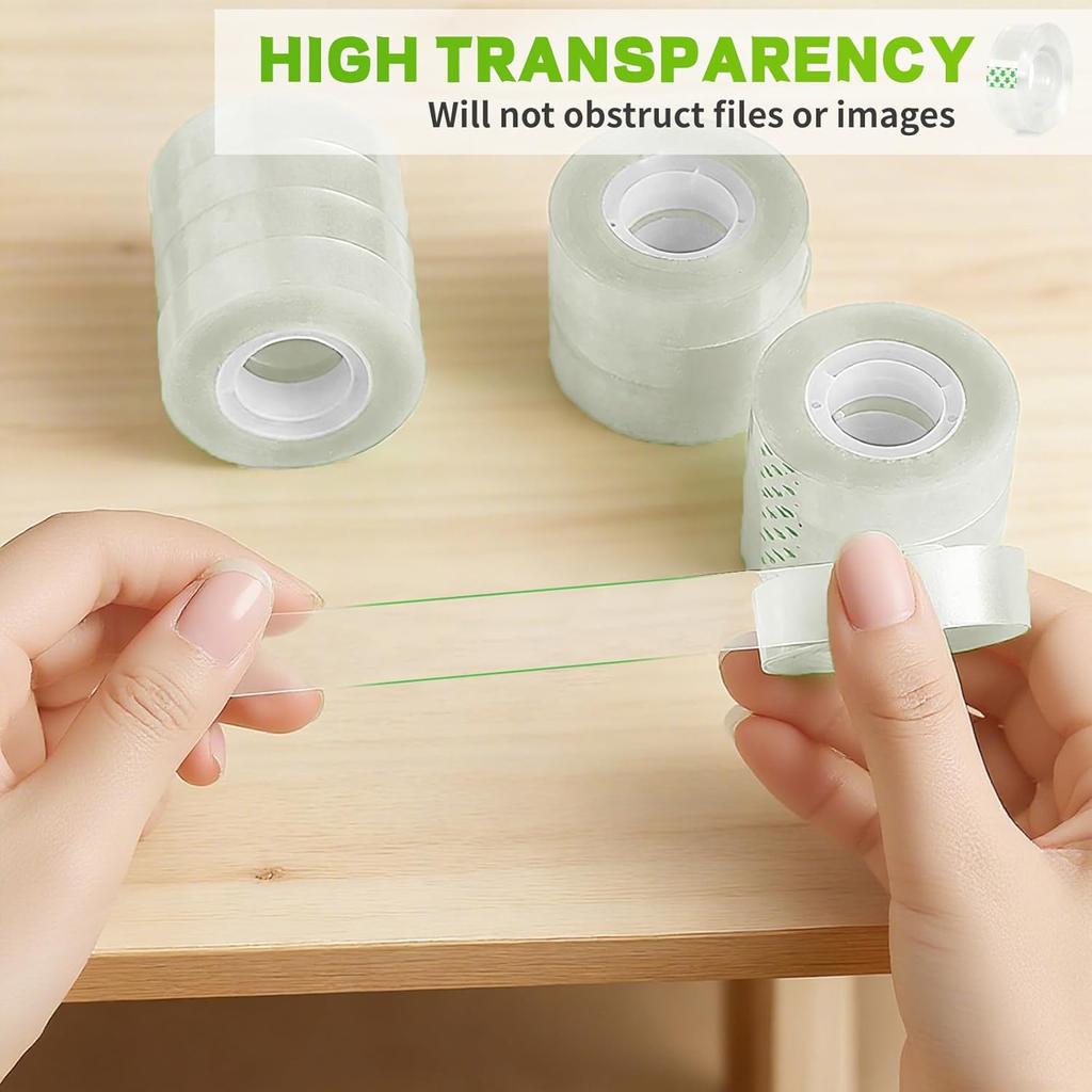 15 Rolls Transparent Tape Refills, Clear Tape, Gift Wrap Tape 3/4 Inch x 1000 Inch, Clear Tape Refill Rolls for Gift Wrapping, Home, School Office