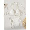Sexy Bikini Set Women Swimsuit Two-Piece Swimwear Chic Decoration Halter Lace Up Backless Bathing Fashion Beachwear