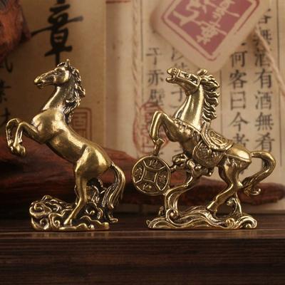 Pure Copper Feng Shui Horse Statue - Lucky Zodiac Animal Figurine Desk Ornament for Home Office Decor