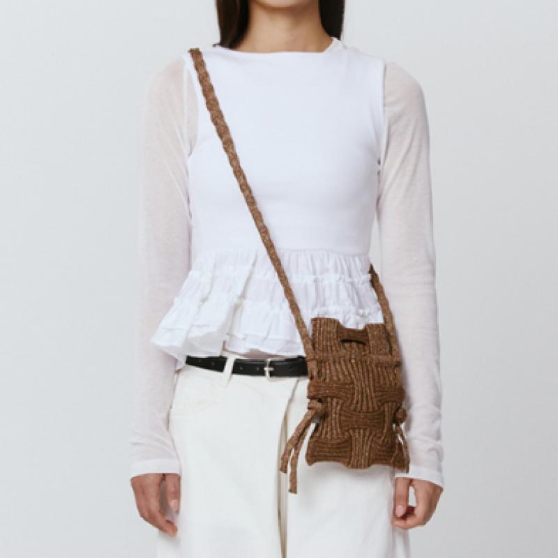Pleatsmama Mini Crossbow Bag Glitter Camel